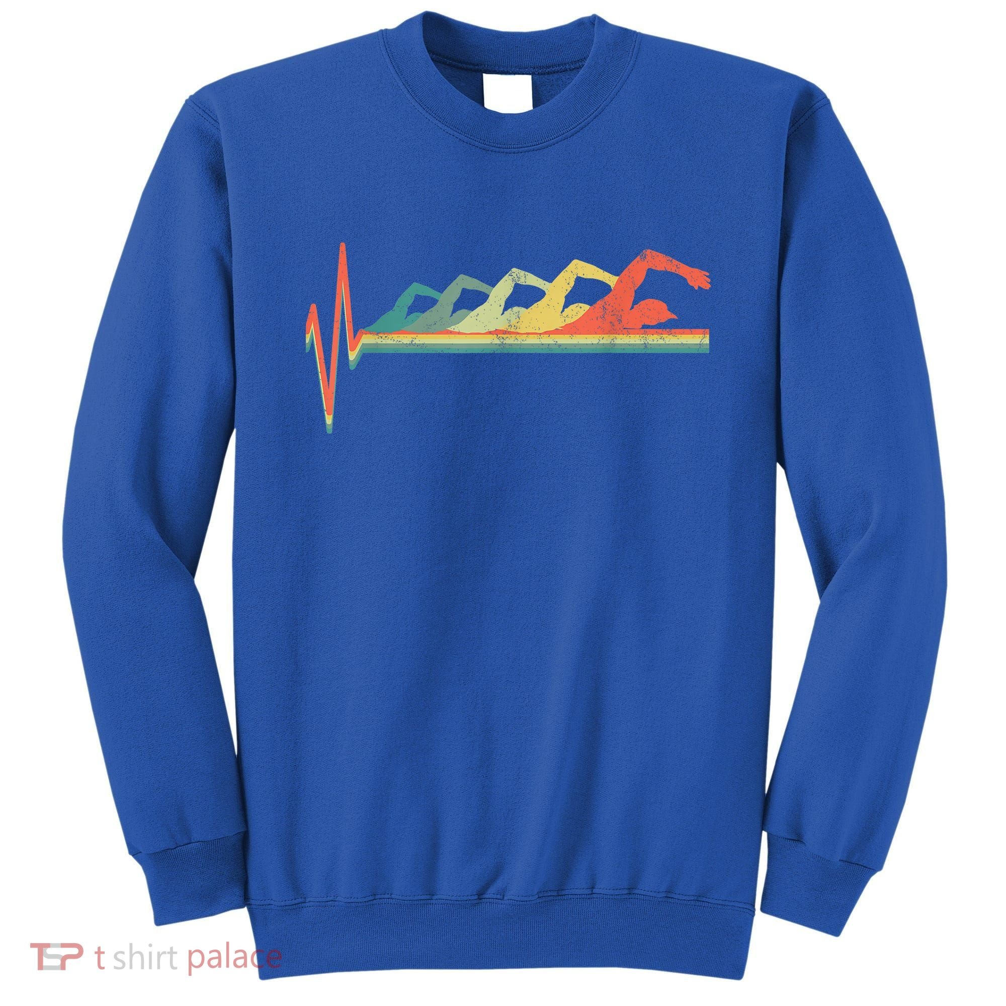 Funny Swimming Gift Swimmer Heartbeat Retro Gift Sweatshirt