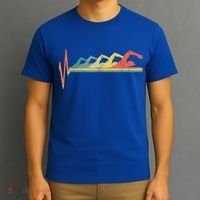 Funny Swimming Gift Swimmer Heartbeat Retro Gift T-Shirt thumb 3