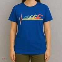 Funny Swimming Gift Swimmer Heartbeat Retro Gift T-Shirt thumb 4