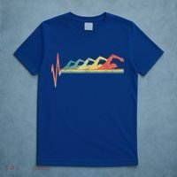 Funny Swimming Gift Swimmer Heartbeat Retro Gift T-Shirt thumb 5