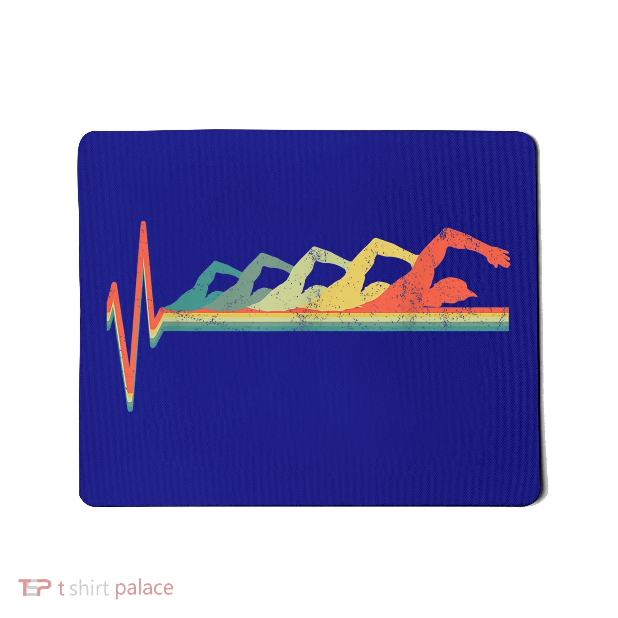 Funny Swimming Gift Swimmer Heartbeat Retro Gift Mousepad
