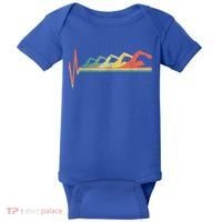 Funny Swimming Gift Swimmer Heartbeat Retro Gift Baby Bodysuit thumb 0