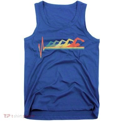 Funny Swimming Gift Swimmer Heartbeat Retro Gift Tank Top