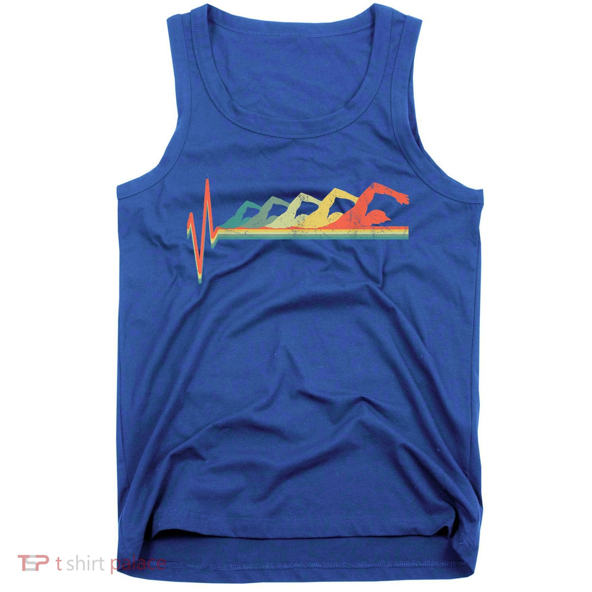 Funny Swimming Gift Swimmer Heartbeat Retro Gift Tank Top