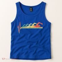 Funny Swimming Gift Swimmer Heartbeat Retro Gift Tank Top thumb 2