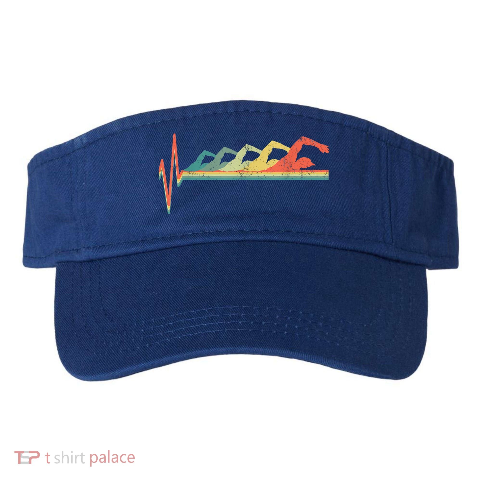 Funny Swimming Gift Swimmer Heartbeat Retro Gift Visor