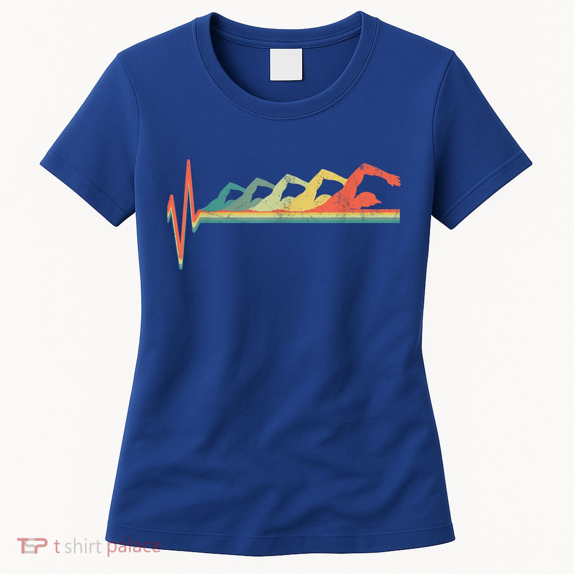 Funny Swimming Gift Swimmer Heartbeat Retro Gift Women's T-Shirt