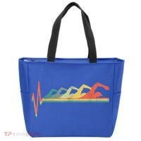Funny Swimming Gift Swimmer Heartbeat Retro Gift Tote Bag thumb 0
