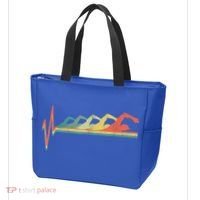 Funny Swimming Gift Swimmer Heartbeat Retro Gift Tote Bag thumb 3