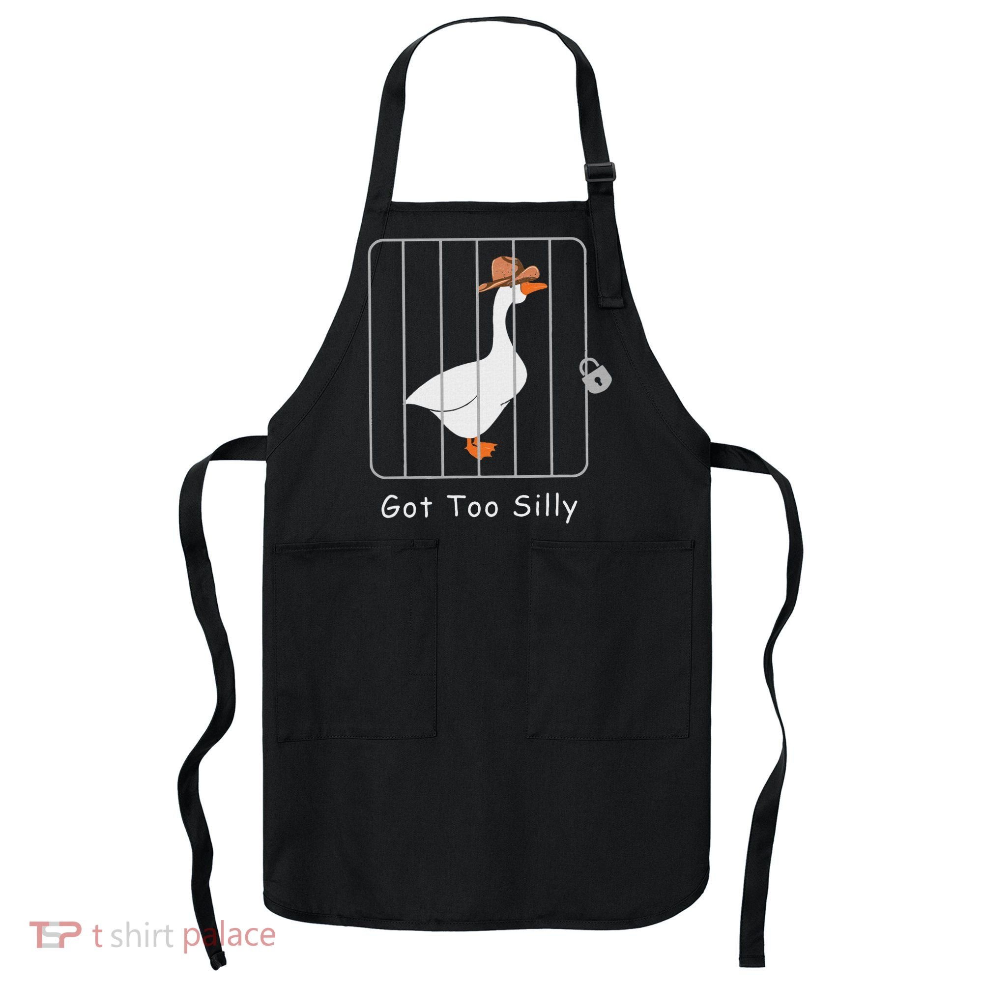 Funny Silly Goose Lover Mugshot Meme Got Too Silly Apron