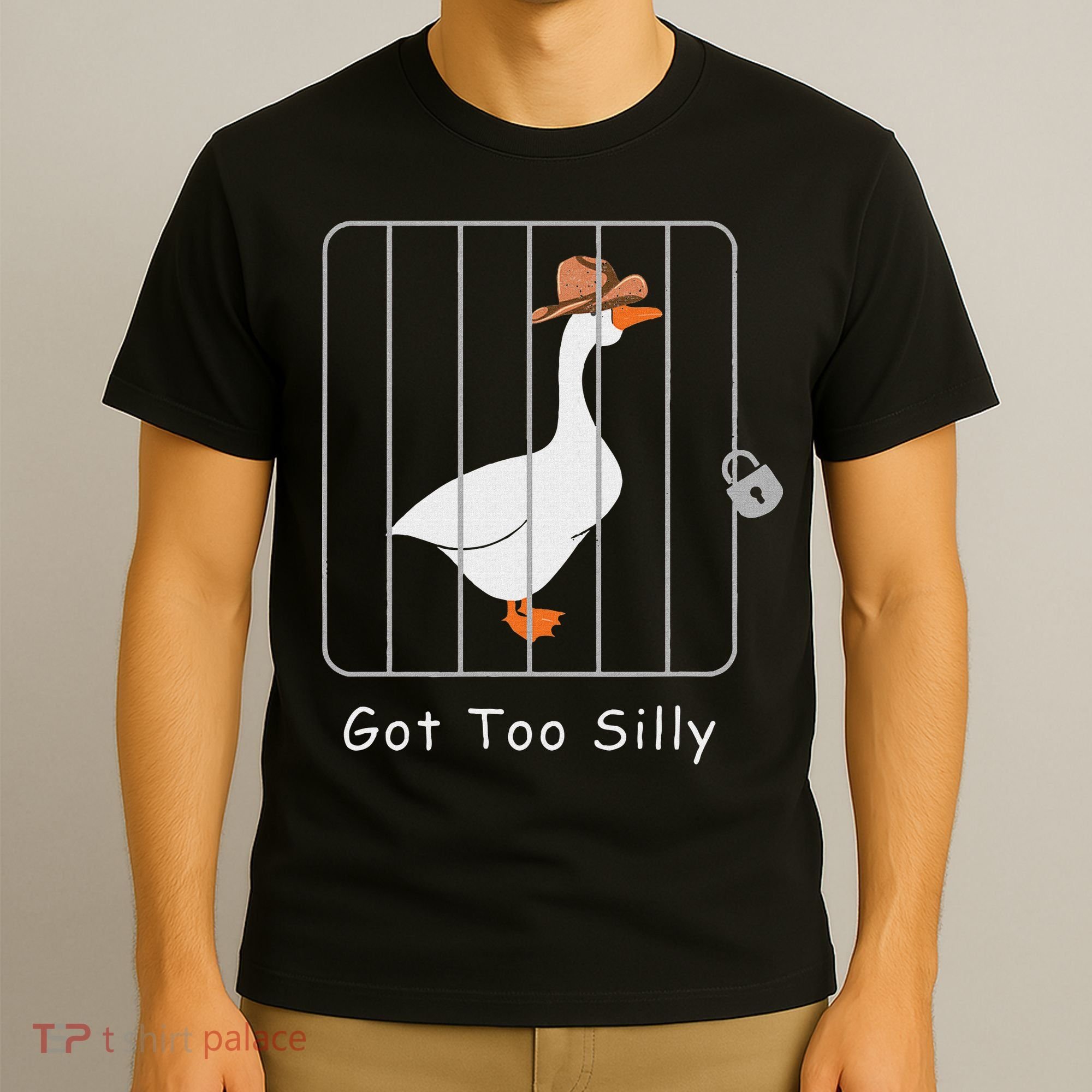 Funny Silly Goose Lover Mugshot Meme Got Too Silly T-Shirt