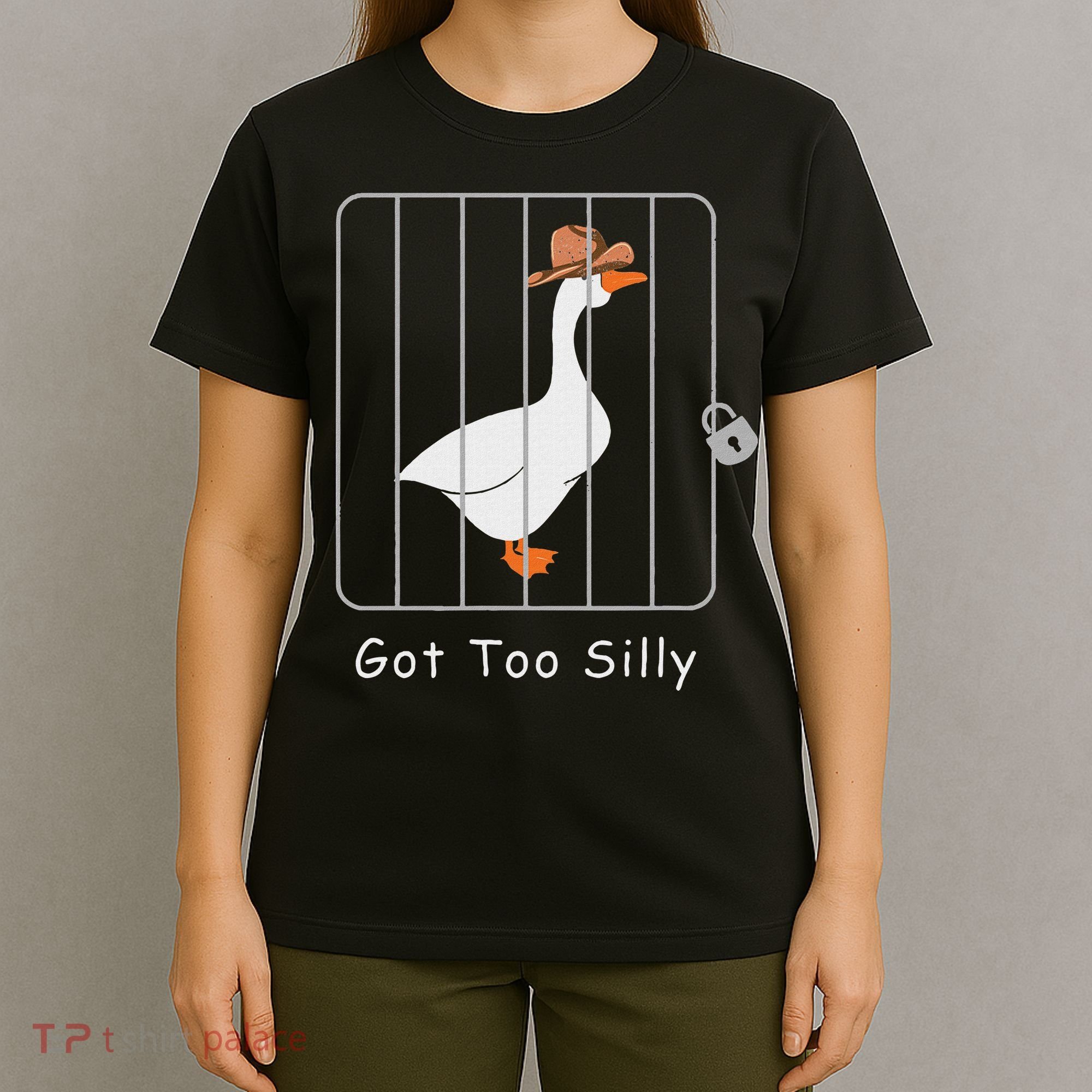 Funny Silly Goose Lover Mugshot Meme Got Too Silly T-Shirt