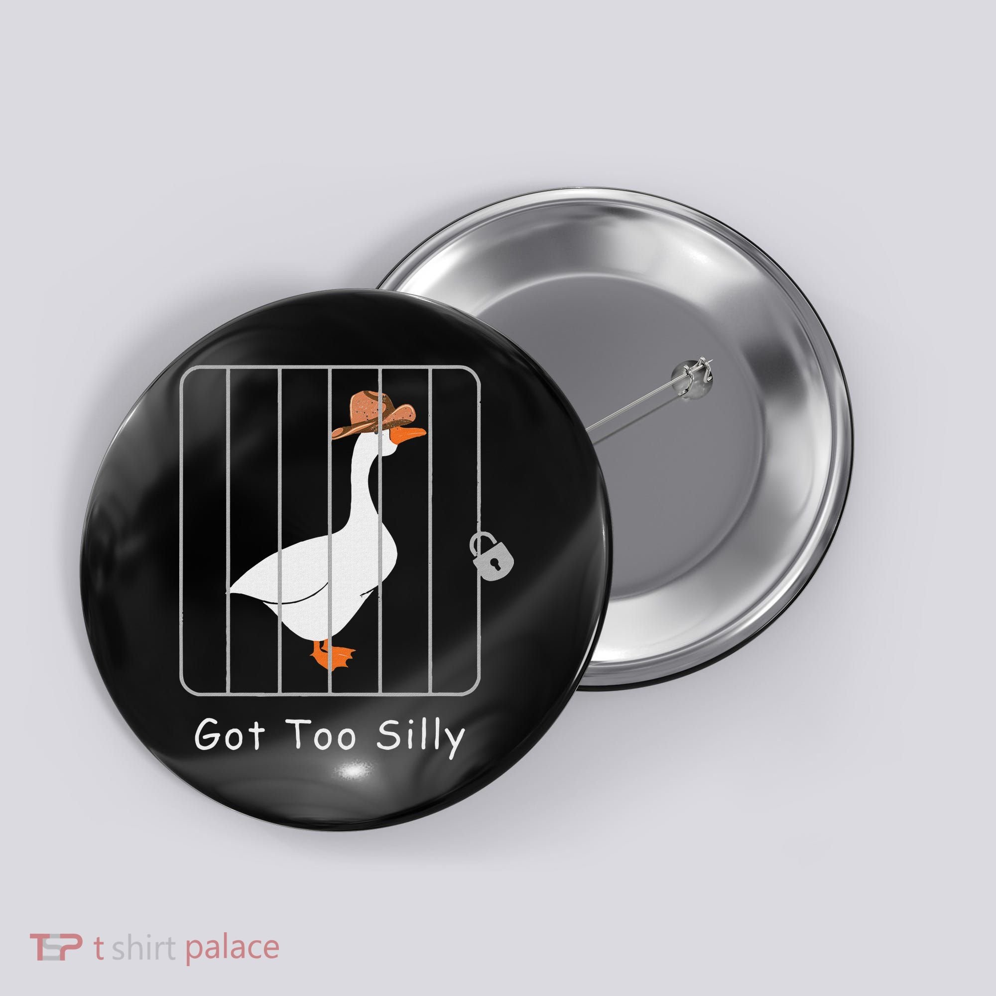 Funny Silly Goose Lover Mugshot Meme Got Too Silly Button