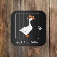 Funny Silly Goose Lover Mugshot Meme Got Too Silly Coaster thumb 0