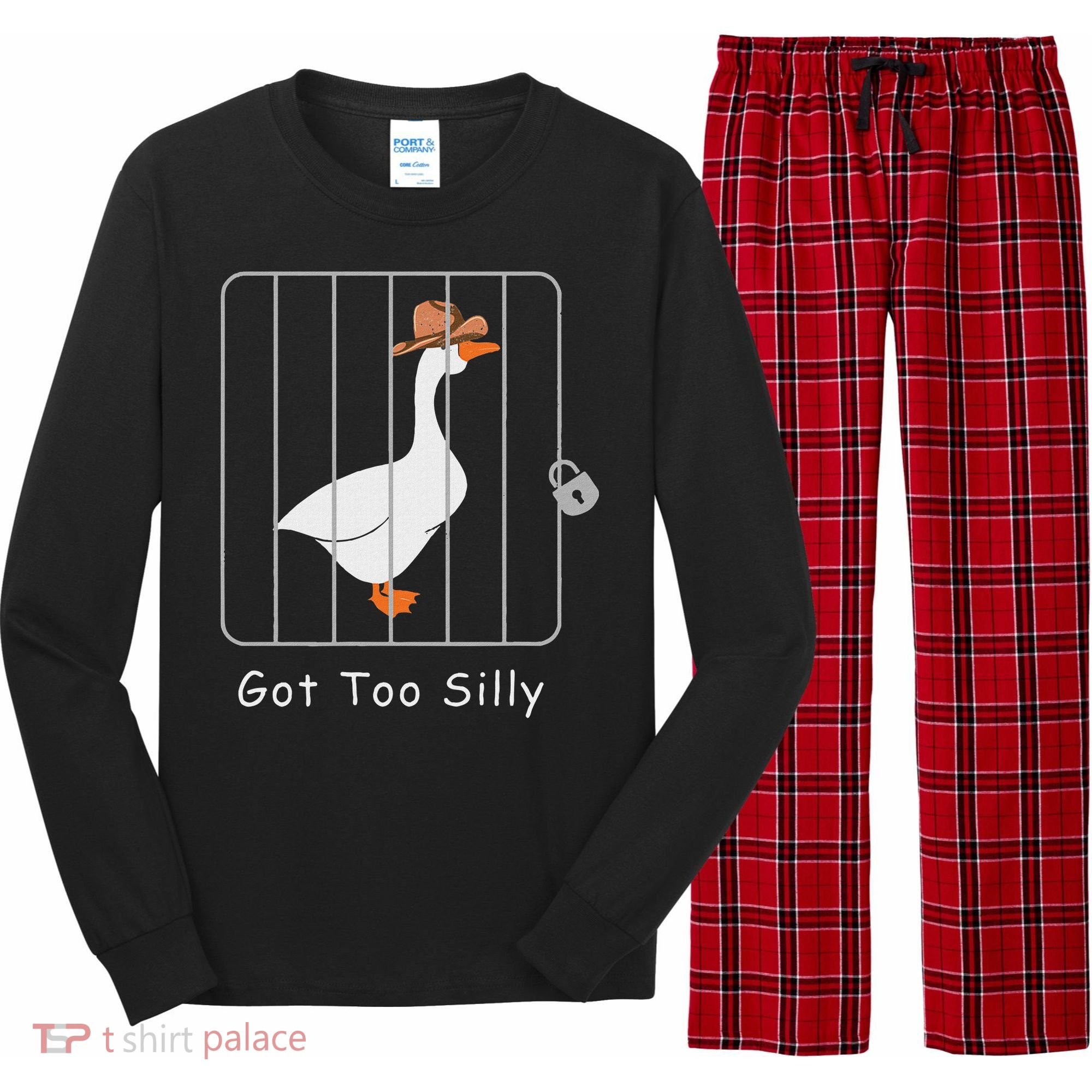 Funny Silly Goose Lover Mugshot Meme Got Too Silly Long Sleeve Pajama Set