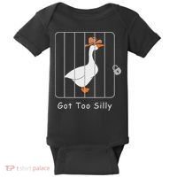 Funny Silly Goose Lover Mugshot Meme Got Too Silly Baby Bodysuit thumb 0