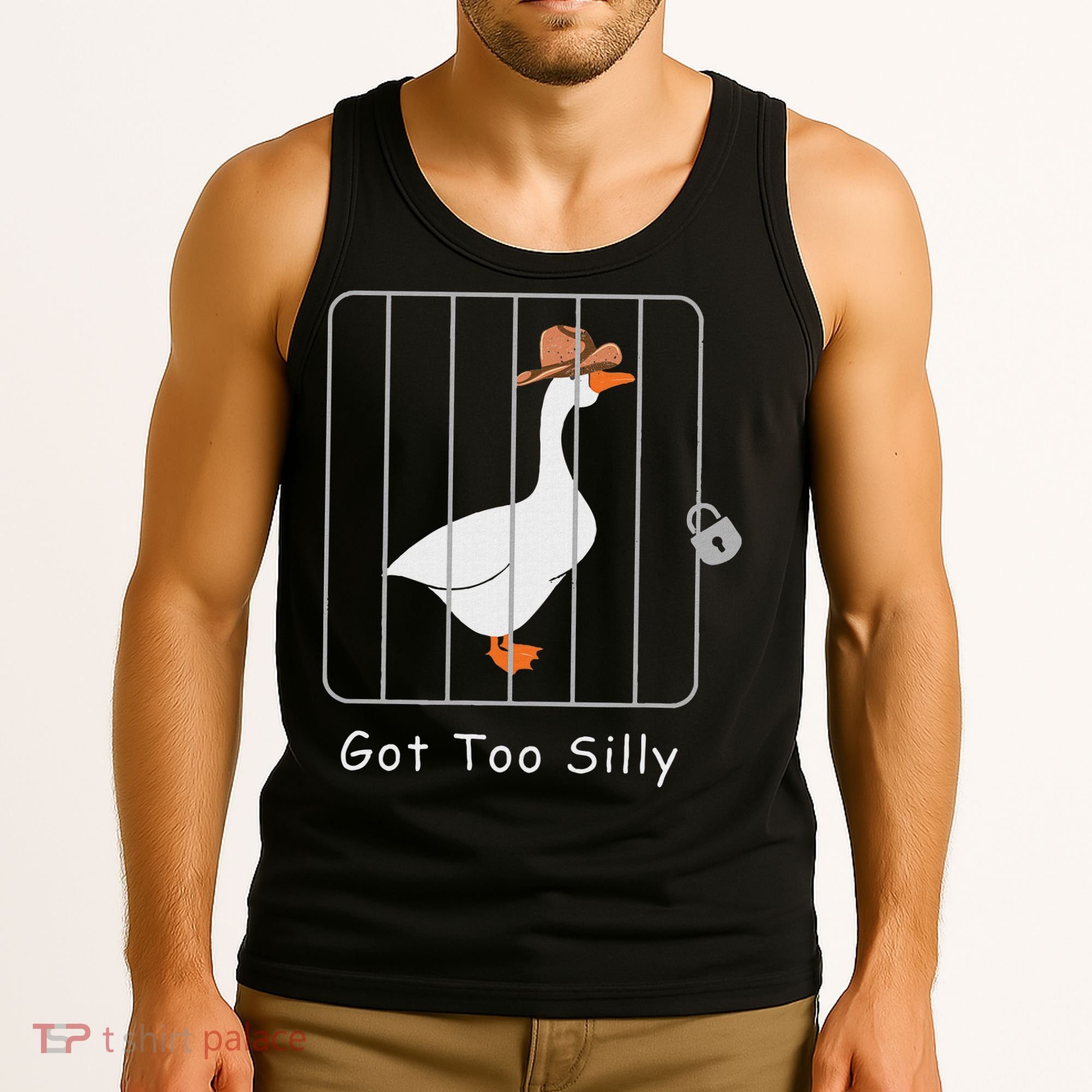 Funny Silly Goose Lover Mugshot Meme Got Too Silly Tank Top