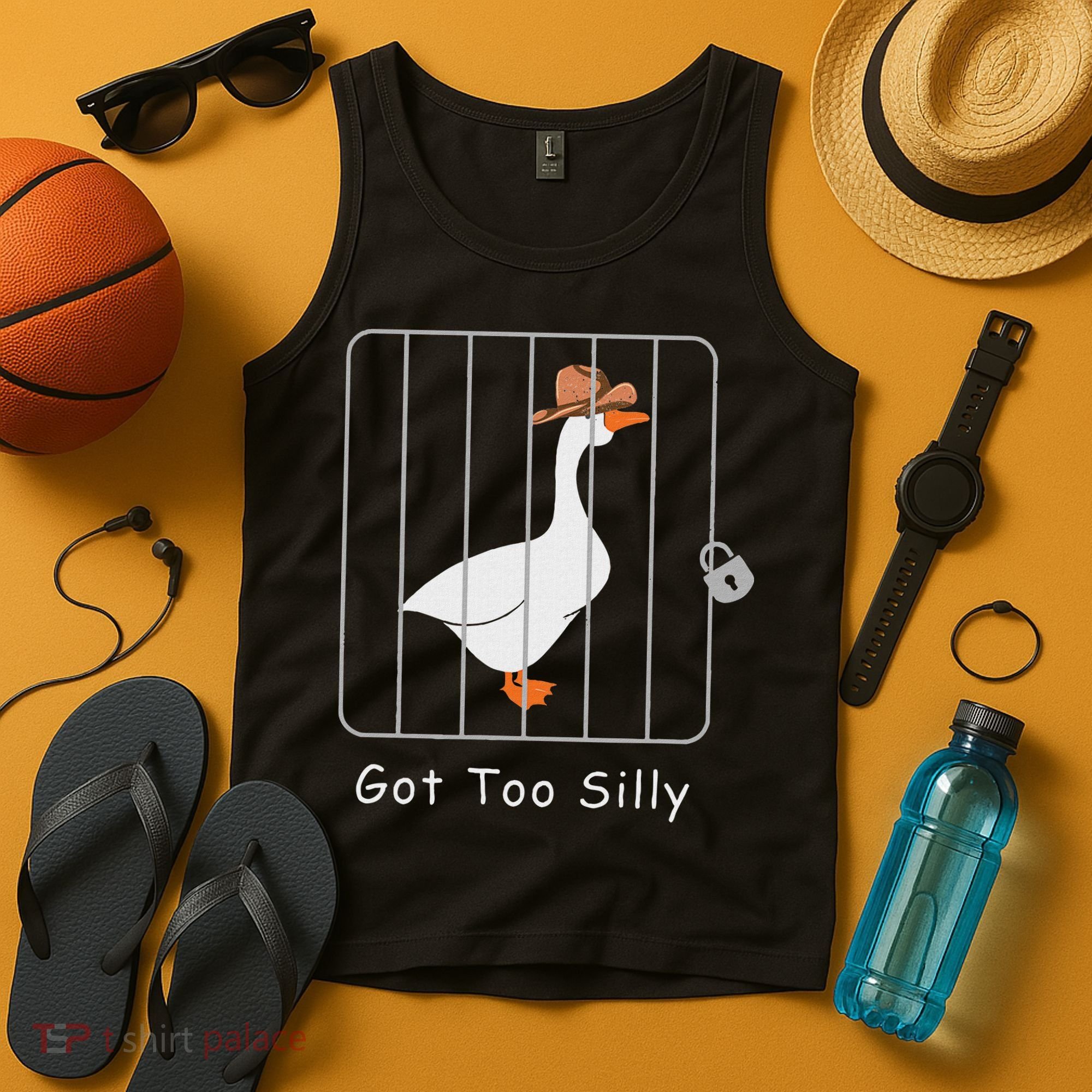 Funny Silly Goose Lover Mugshot Meme Got Too Silly Tank Top
