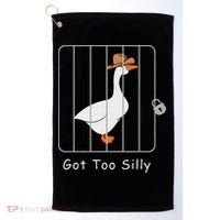 Funny Silly Goose Lover Mugshot Meme Got Too Silly Golf Towel thumb 0