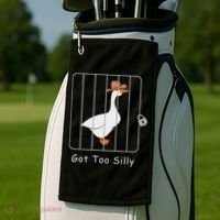 Funny Silly Goose Lover Mugshot Meme Got Too Silly Golf Towel thumb 2