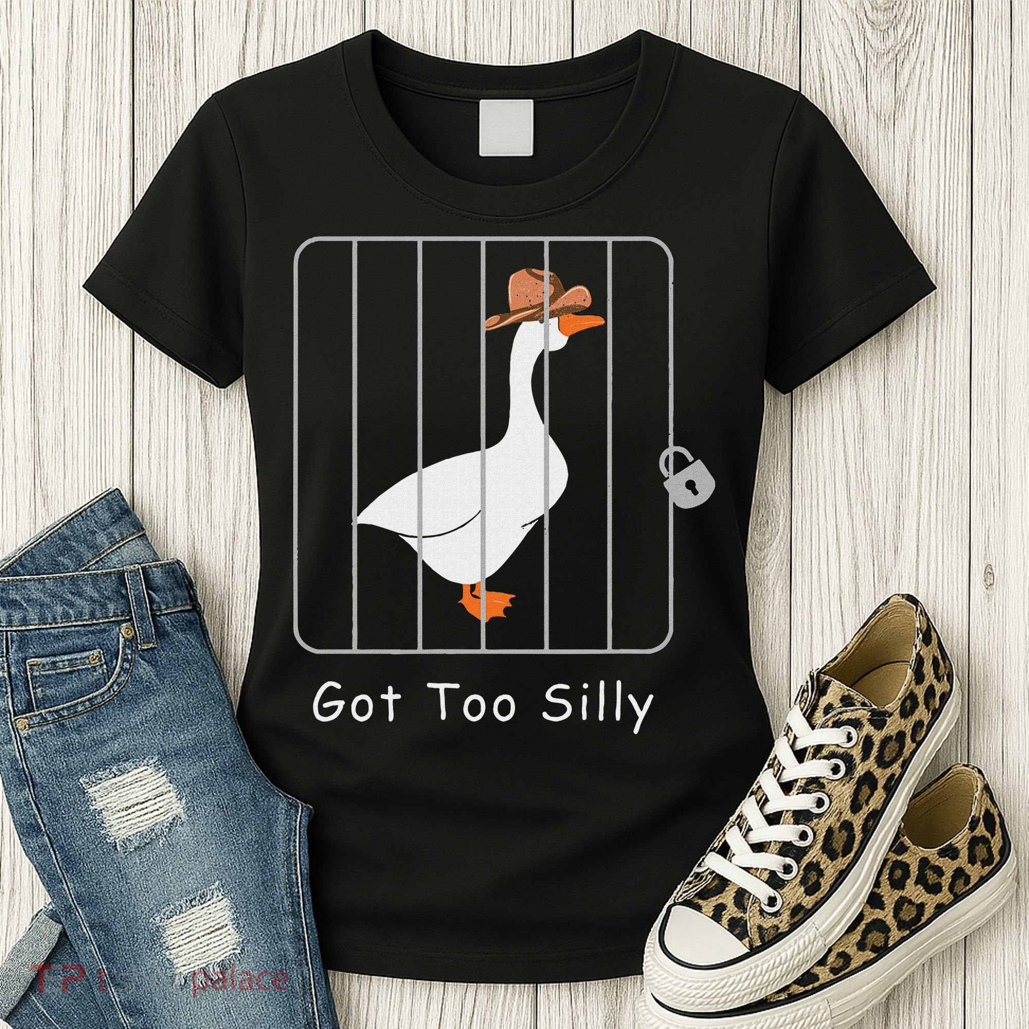 Funny Silly Goose Lover Mugshot Meme Got Too Silly Women's T-Shirt