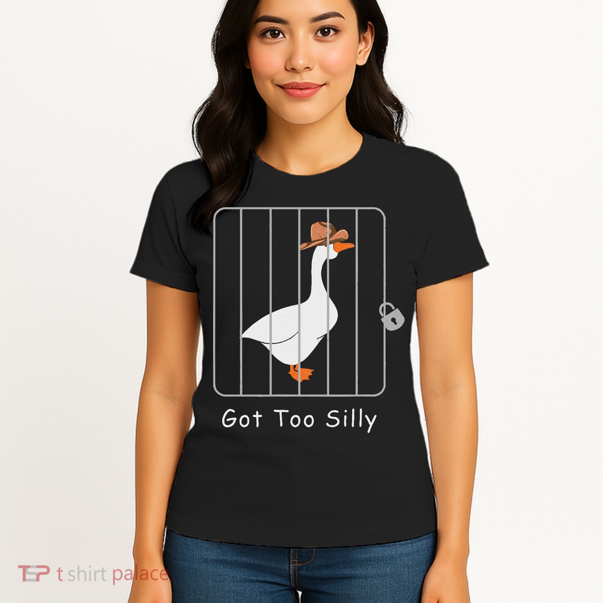 Funny Silly Goose Lover Mugshot Meme Got Too Silly Women's T-Shirt