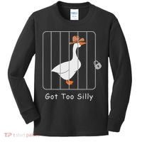 Funny Silly Goose Lover Mugshot Meme Got Too Silly Kids Long Sleeve Shirt thumb 0