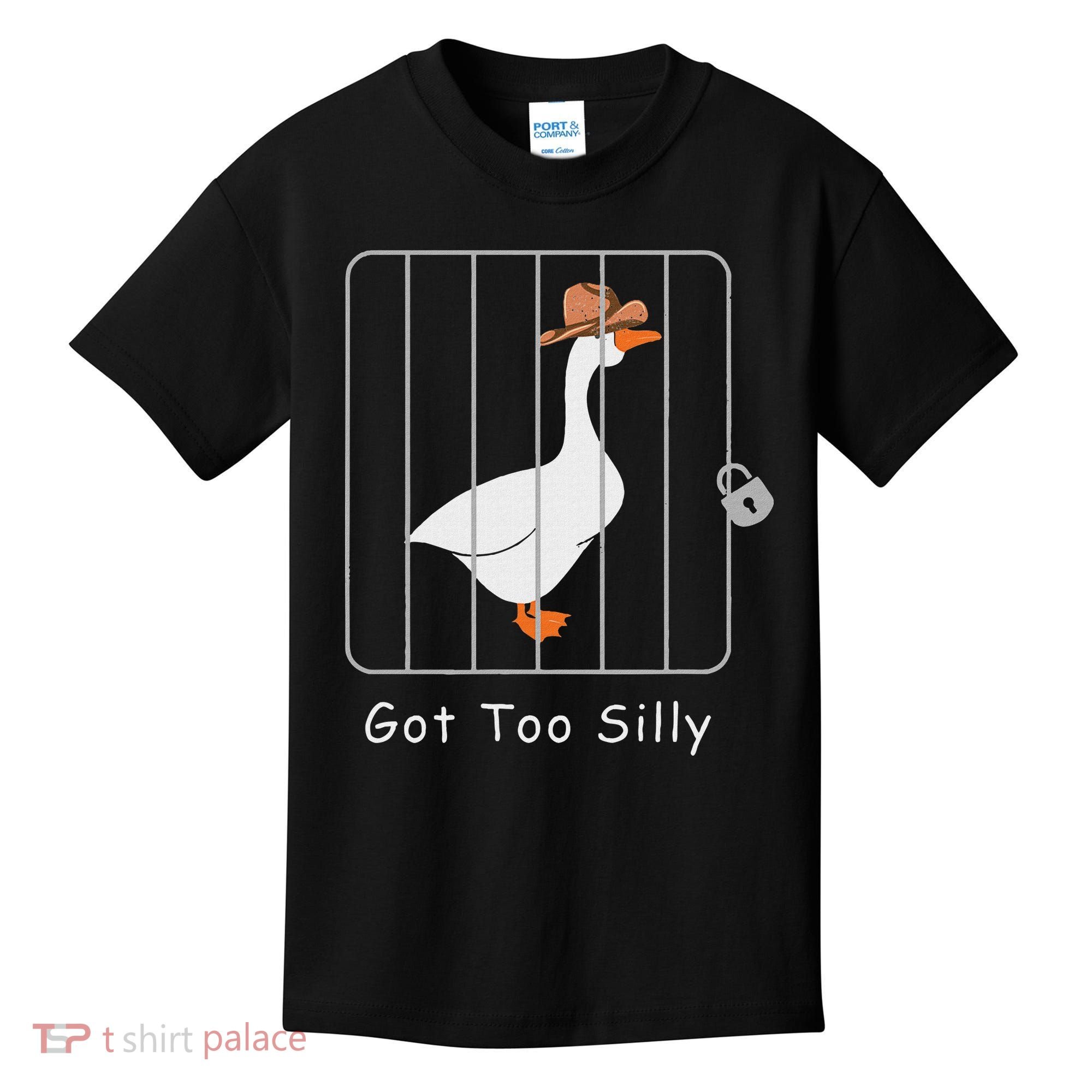 Funny Silly Goose Lover Mugshot Meme Got Too Silly Kids T-Shirt
