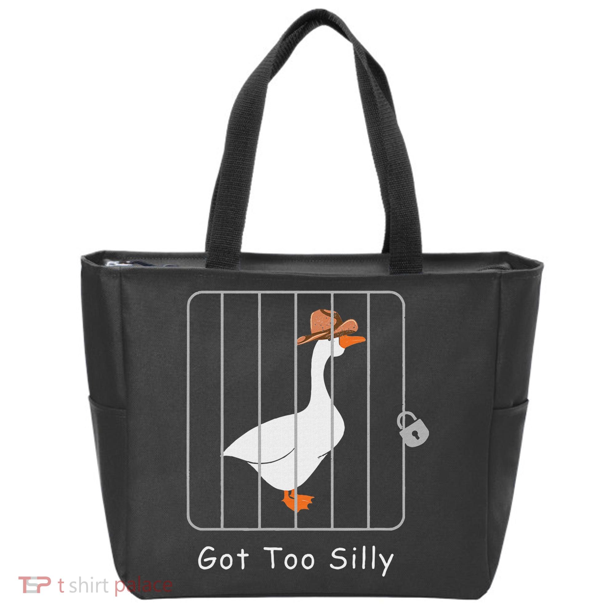 Funny Silly Goose Lover Mugshot Meme Got Too Silly Tote Bag
