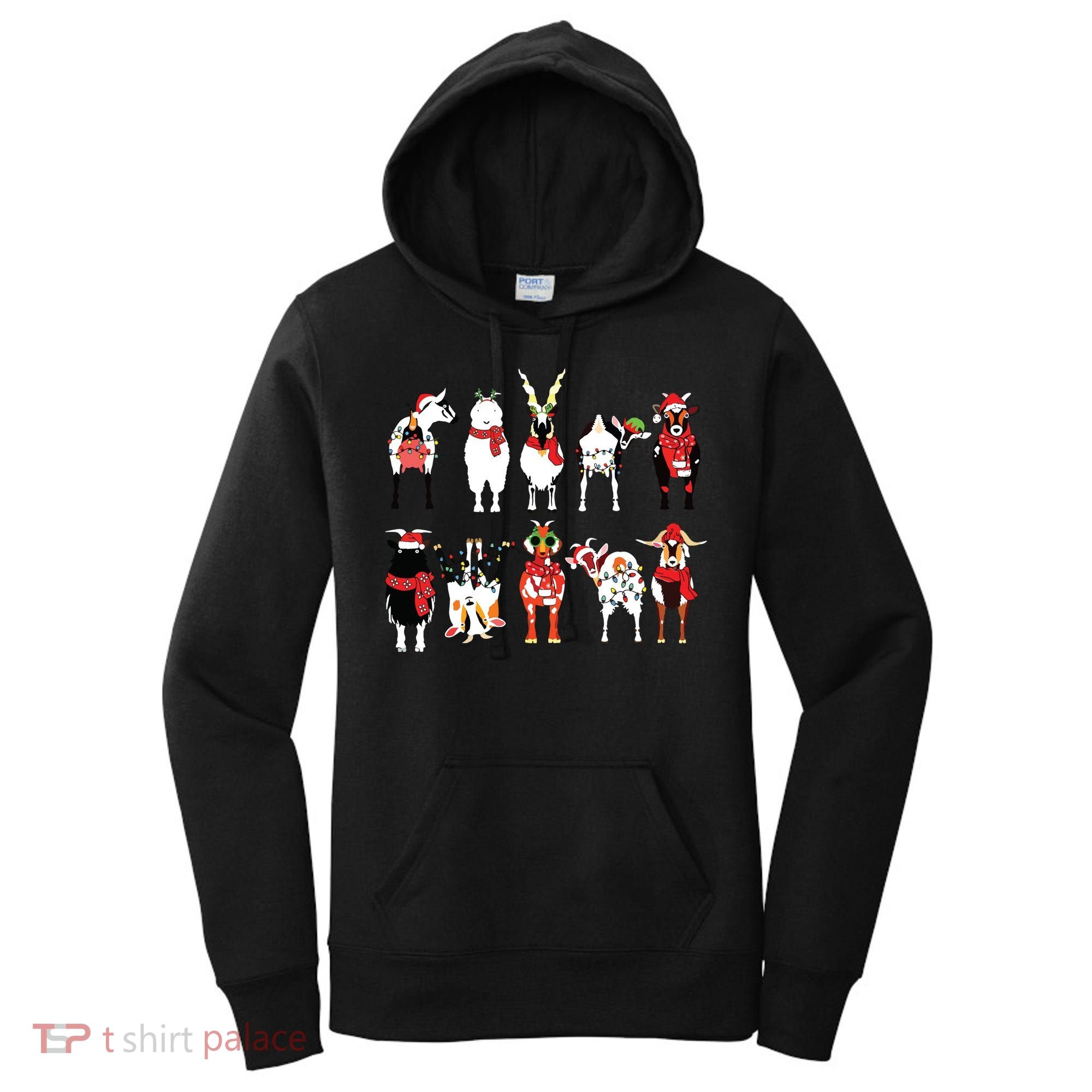 Funny Santa Goats Christmas Farmer Goat Lover Farming Women's Hoodie