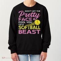 Funny Softball Girl With Pretty Face Women's Sweatshirt thumb 0