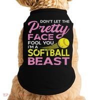 Funny Softball Girl With Pretty Face Doggie Tank thumb 0
