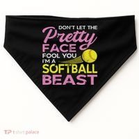 Funny Softball Girl With Pretty Face USA-Made Doggie Bandana thumb 0