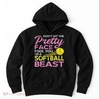 Funny Softball Girl With Pretty Face Hoodie thumb 0
