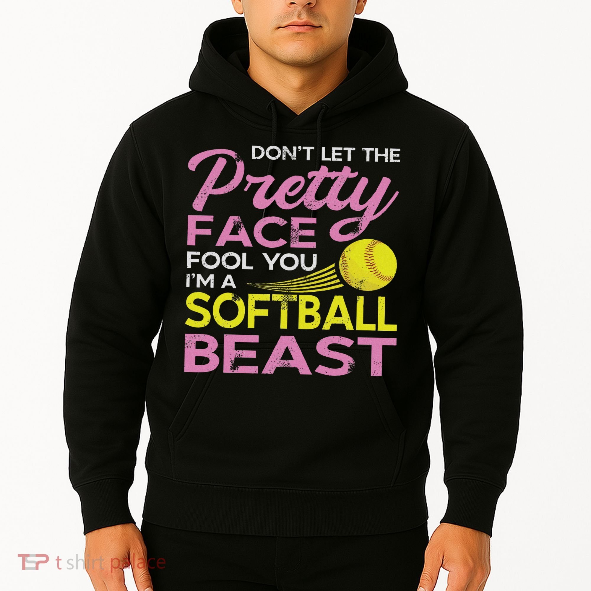Funny Softball Girl With Pretty Face Hoodie