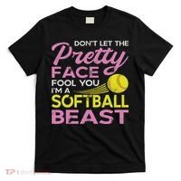 Funny Softball Girl With Pretty Face T-Shirt thumb 0