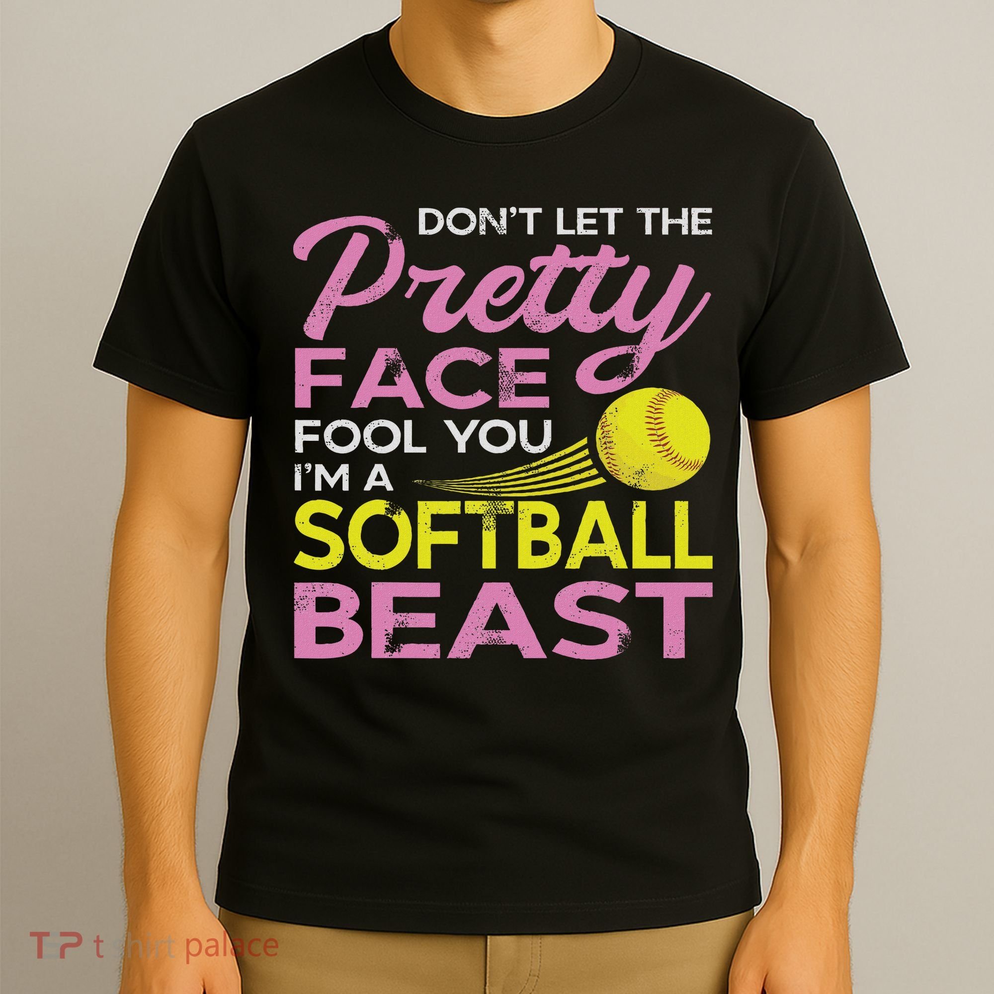 Funny Softball Girl With Pretty Face T-Shirt