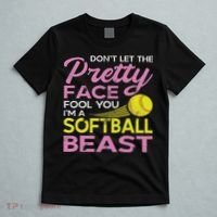 Funny Softball Girl With Pretty Face T-Shirt thumb 5