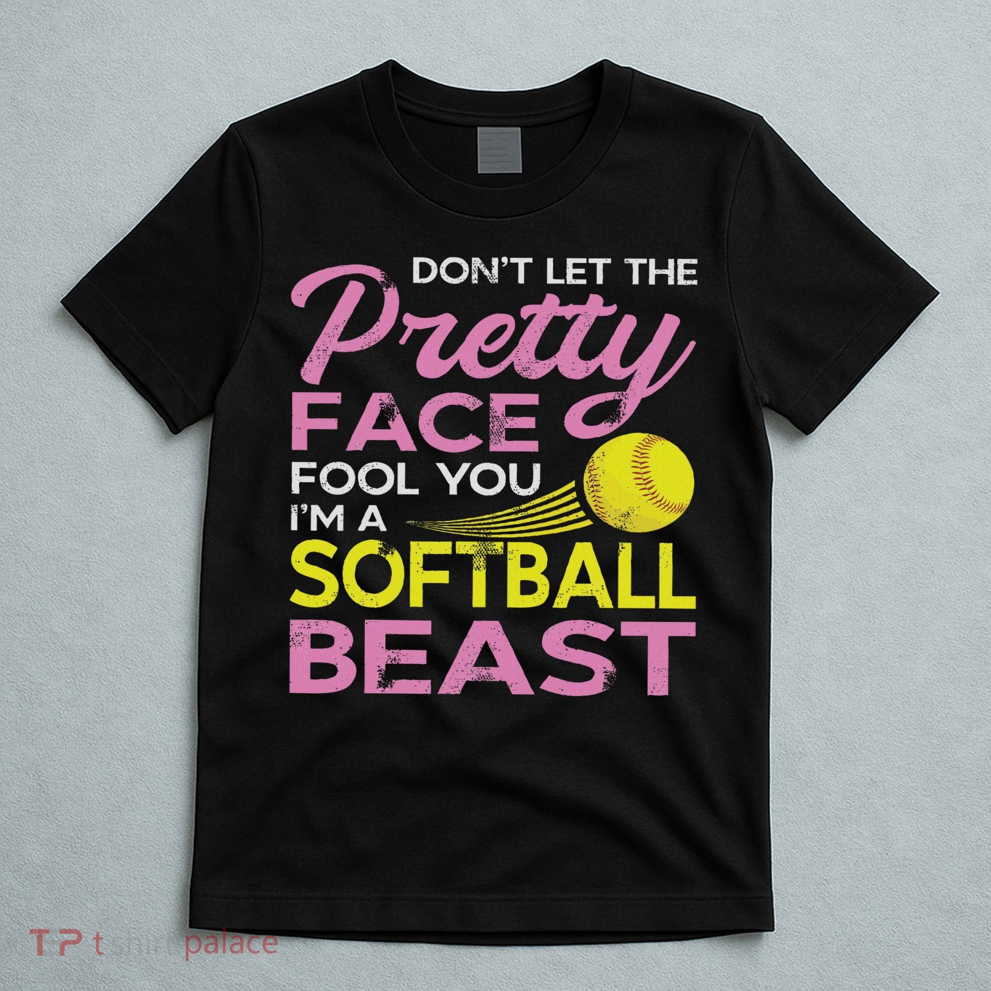 Funny Softball Girl With Pretty Face T-Shirt