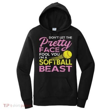 Funny Softball Girl With Pretty Face Women's Hoodie