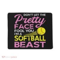 Funny Softball Girl With Pretty Face Mousepad thumb 0