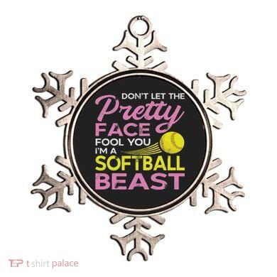 Funny Softball Girl With Pretty Face Ornament