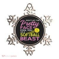 Funny Softball Girl With Pretty Face Ornament thumb 0