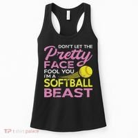 Funny Softball Girl With Pretty Face Women's Tank Top thumb 0