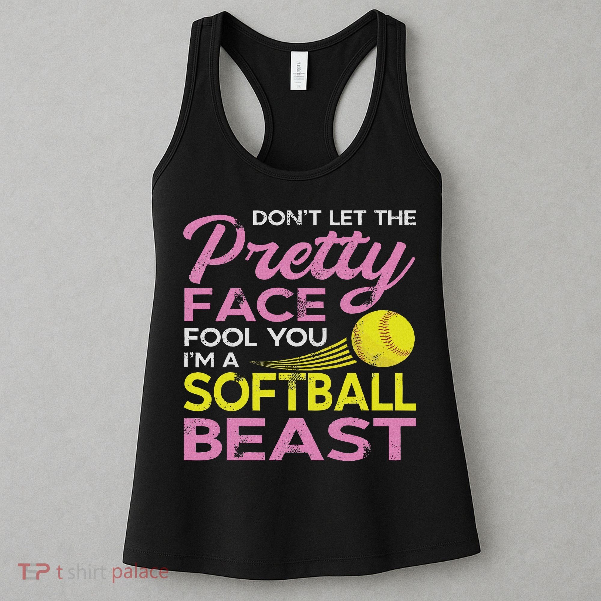 Funny Softball Girl With Pretty Face Women's Tank Top