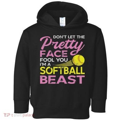 Funny Softball Girl With Pretty Face Toddler Hoodie