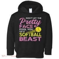 Funny Softball Girl With Pretty Face Toddler Hoodie thumb 0
