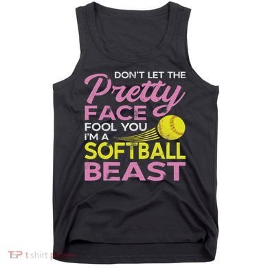 Funny Softball Girl With Pretty Face Tank Top