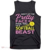 Funny Softball Girl With Pretty Face Tank Top thumb 0