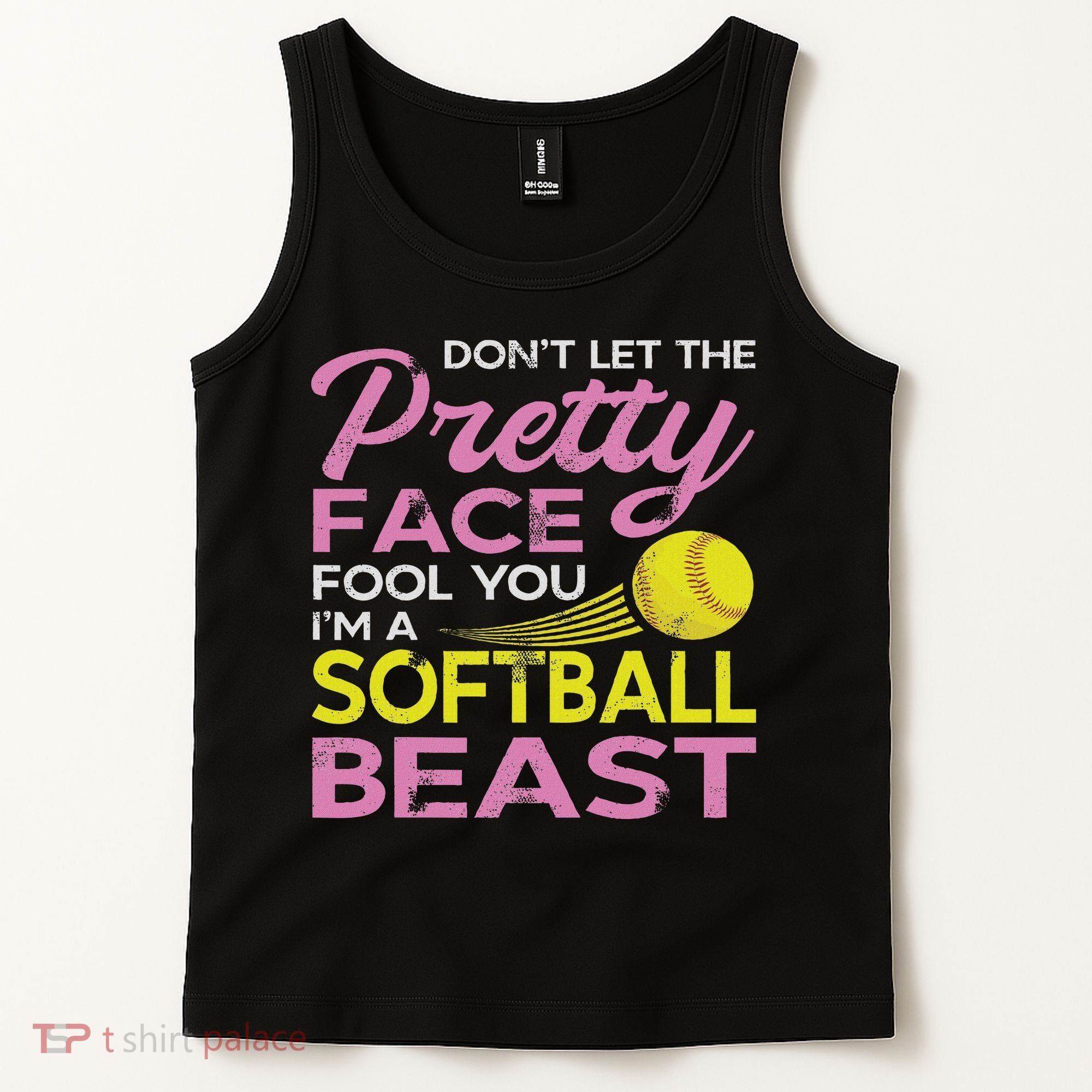 Funny Softball Girl With Pretty Face Tank Top